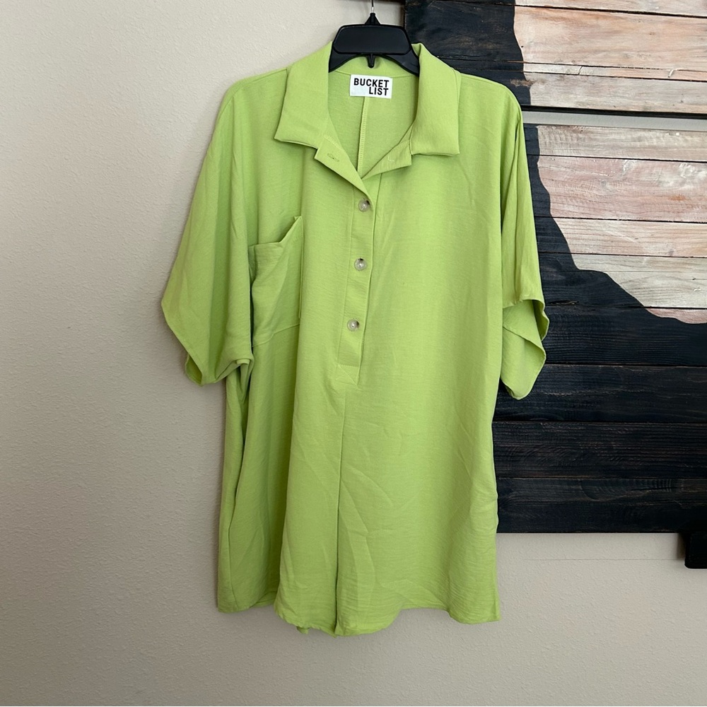 BUCKETLIST Lime Green Oversize Short Sleeve Romper